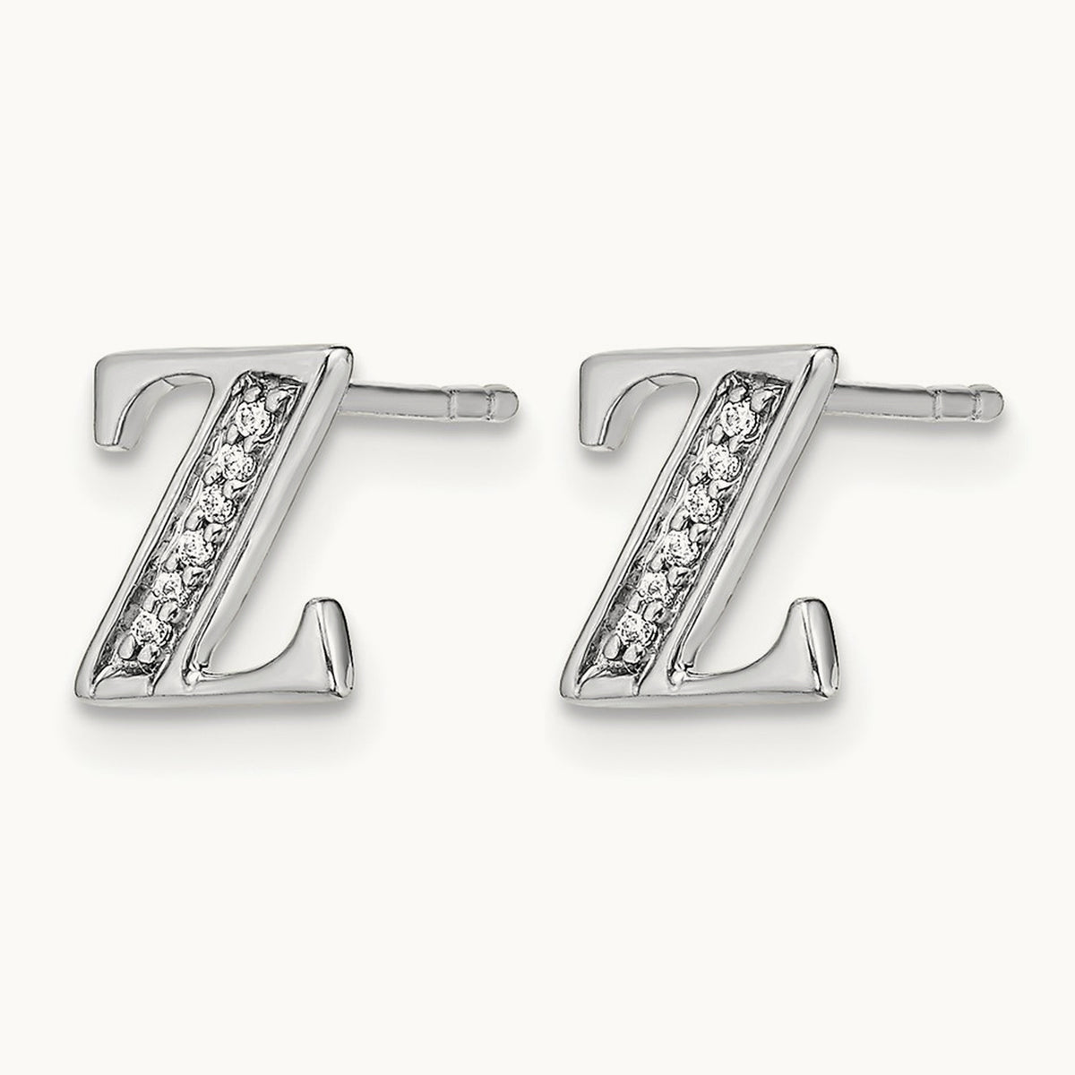 Diamond Earrings — 14K White Gold, 8mm, Z