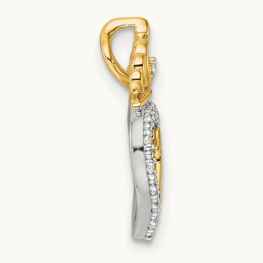 Polished Diamond Quinceanera Heart/Crown Chain Slide, 14K Two-tone