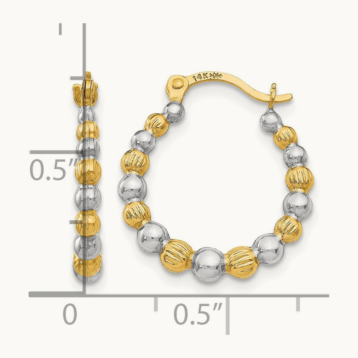 Beaded Hoop Earrings — 14K Two-Tone Gold