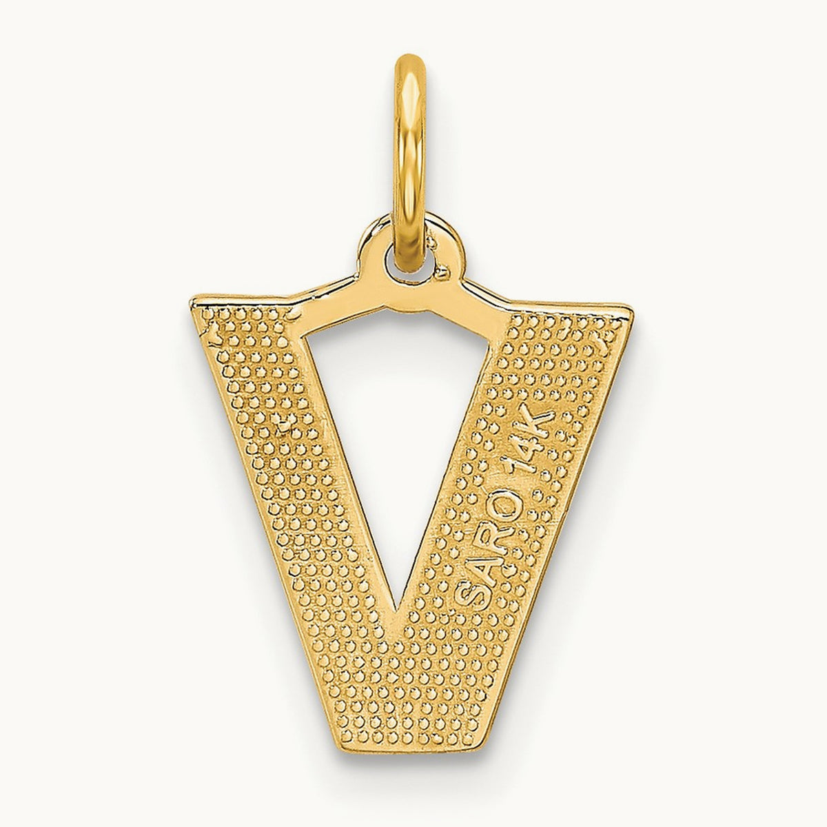 Satin Diamond-cut Initial Charm — 14K Yellow Gold, V