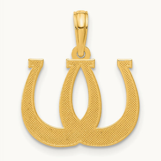 Polished Double Horseshoe Pendant, 14K