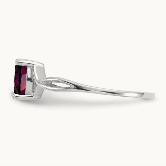 Rhodolite Garnet Birthstone Ring, 14K White Gold