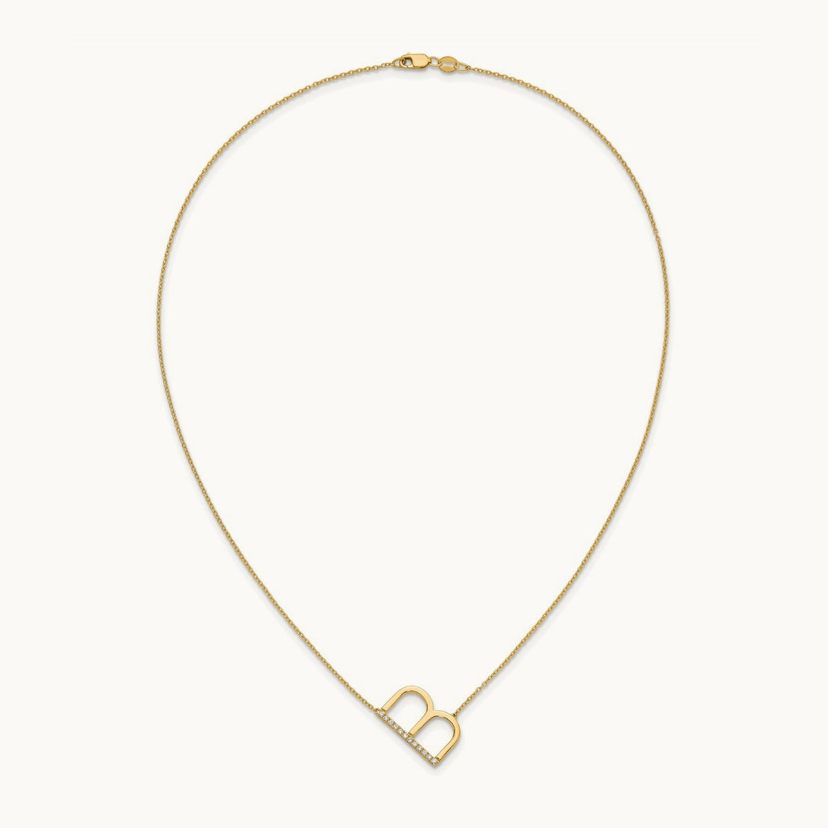 Sideways Diamond Necklace — 14K Yellow Gold, B