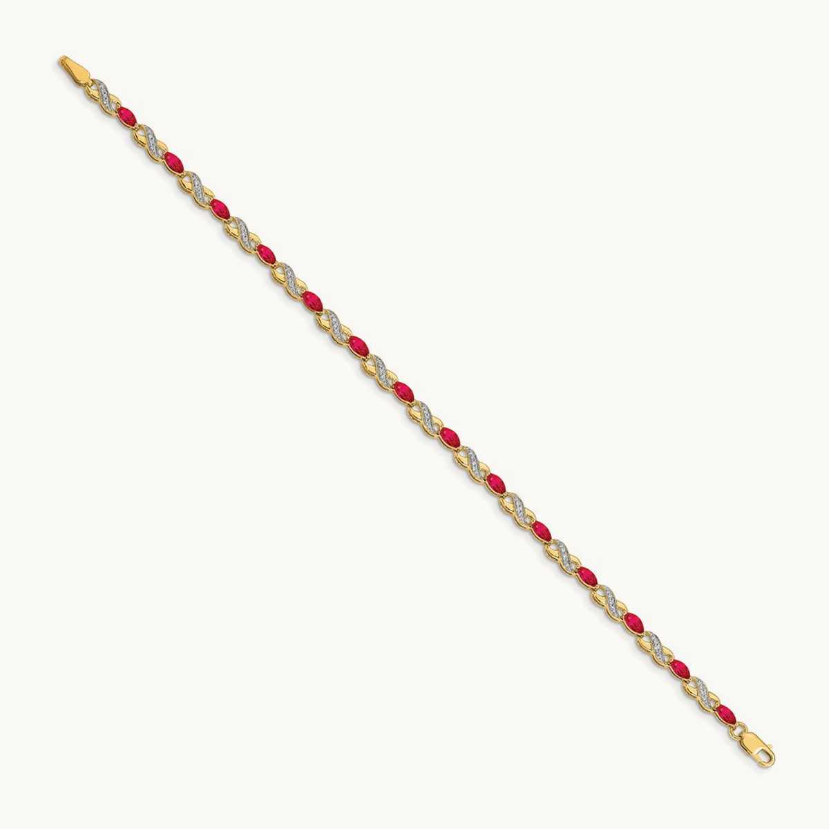 Diamond and Ruby Infinity Bracelet — 14K Yellow Gold, 7mm