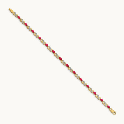 Diamond and Ruby Infinity Bracelet — 14K Yellow Gold, 7mm