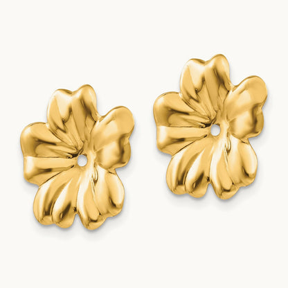 Polished Floral Earring Jackets, 14K