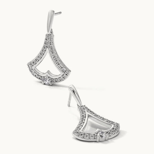 Diamond Post Dangle Earrings, 14K White Gold