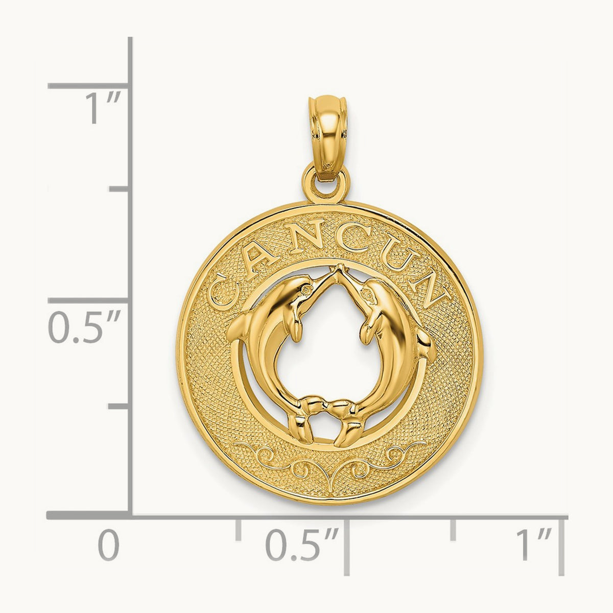 CANCUN w/Dolphin Circle Charm, 14K