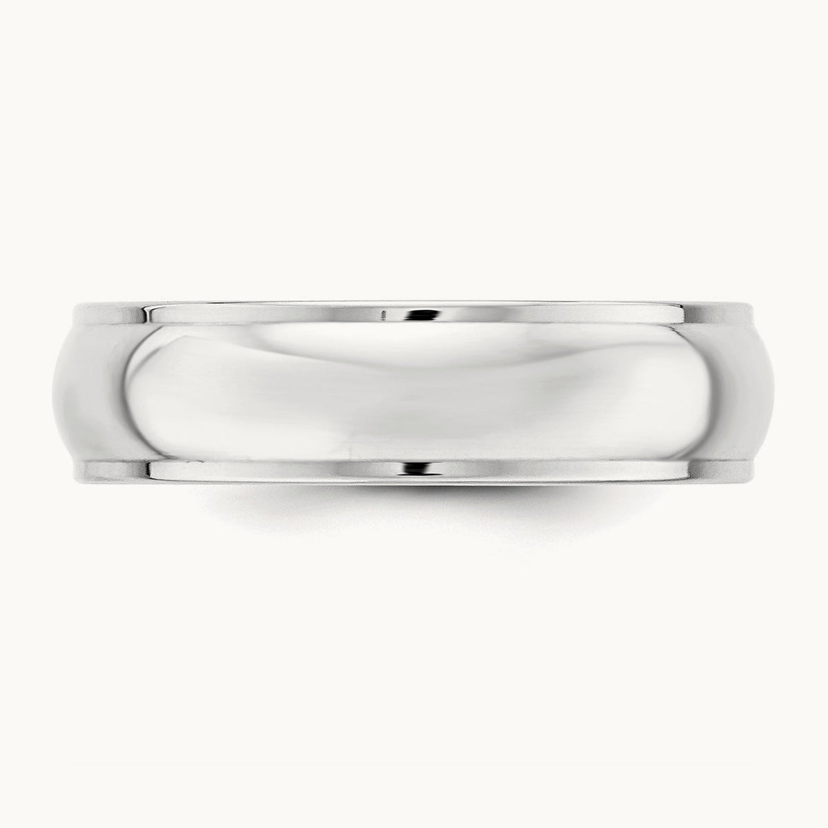 Half Round with Edge Band, 6mm, 10K White Gold