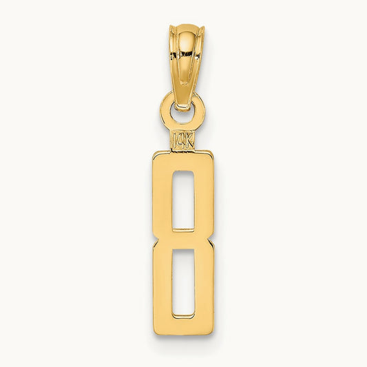 Polished Number 8 Pendant — 14K Yellow Gold