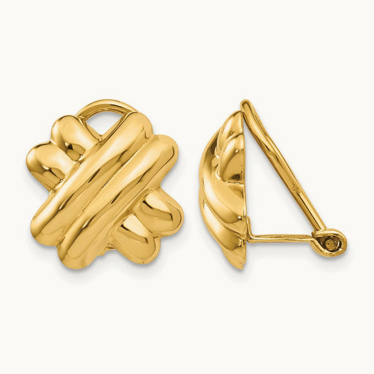Non-pierced X Earrings, 14K