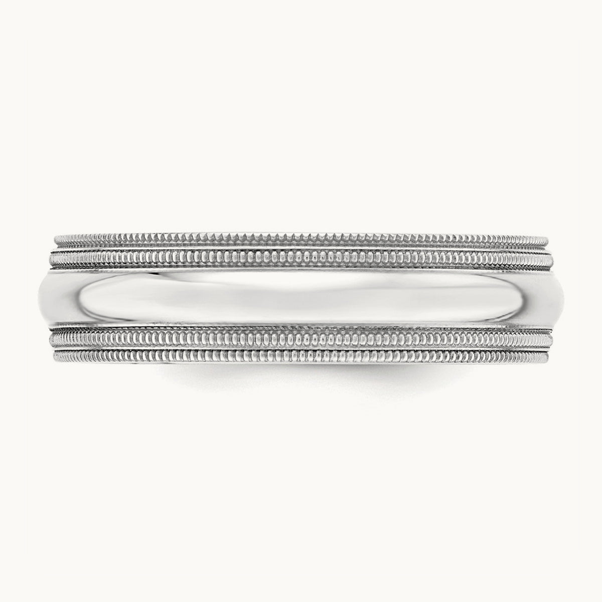 Double Milgrain Comfort Fit Band — 14K White Gold, 6mm