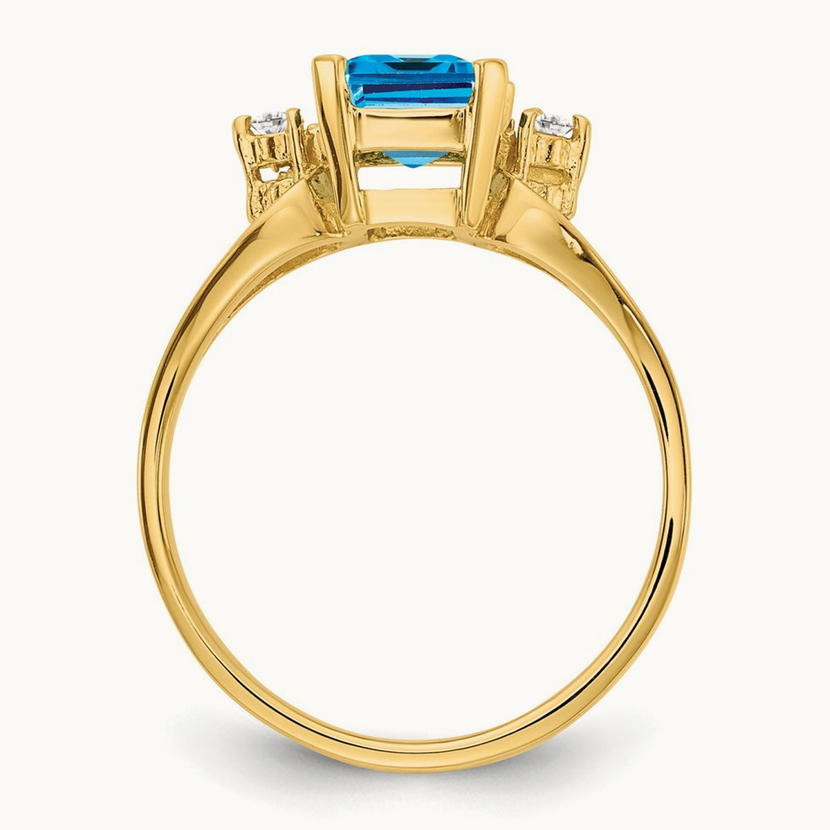 Emerald Cut Blue Topaz AA Diamond ring — photo set