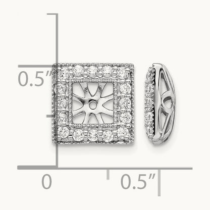 Diamond Square Jacket Earrings — 10mm