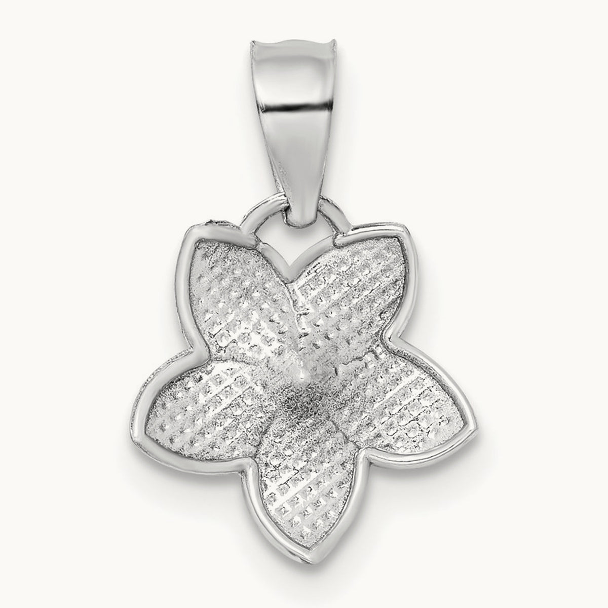 Polished Mini Plumeria Pendant — 14K White Gold