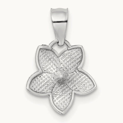 Polished Mini Plumeria Pendant — 14K White Gold