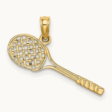 Solid Polished 3-D Tennis Racquet Charm — photo set