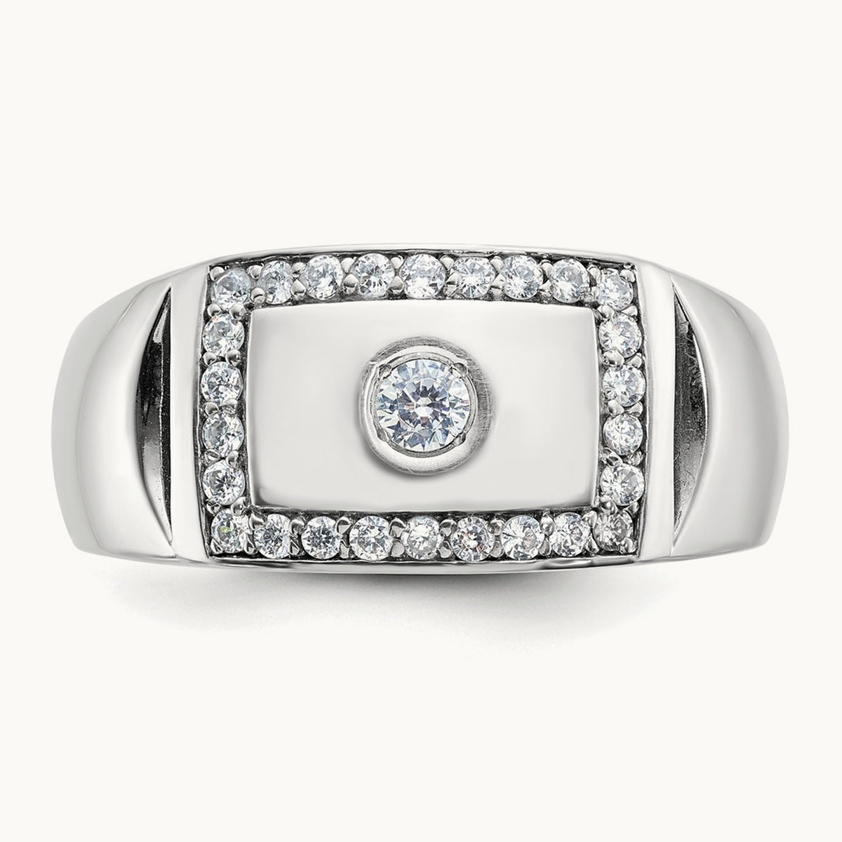 IBGoodman Men's Polished & Cut-Out Diamond Ring, 14K White Gold