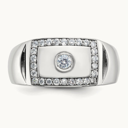 IBGoodman Men's Polished & Cut-Out Diamond Ring, 14K White Gold