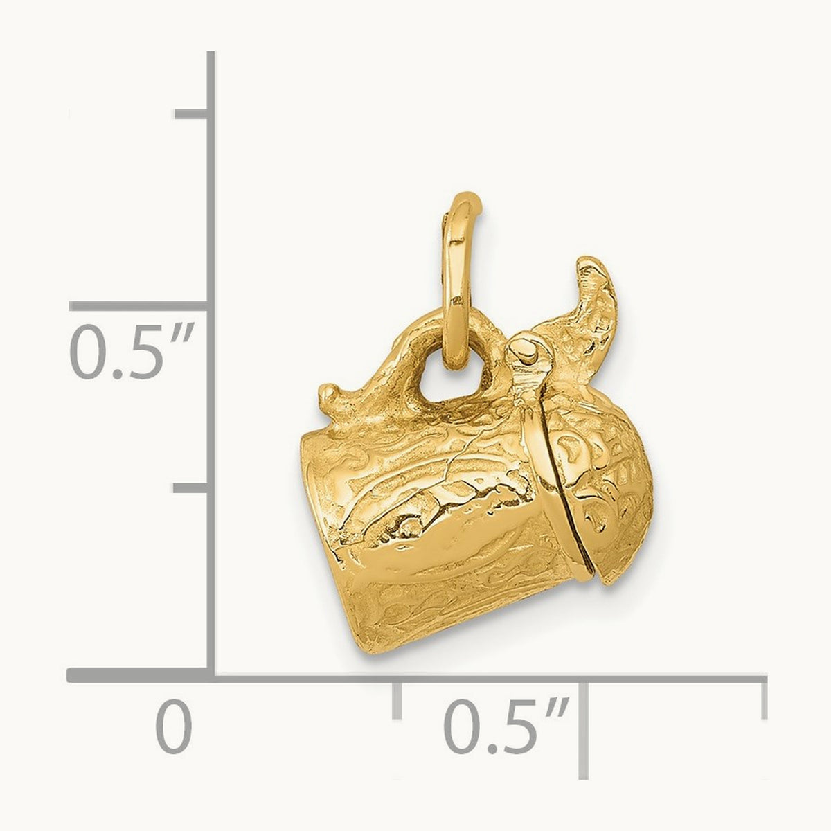 3-D Beer Stein Lid Opens Charm, 14K