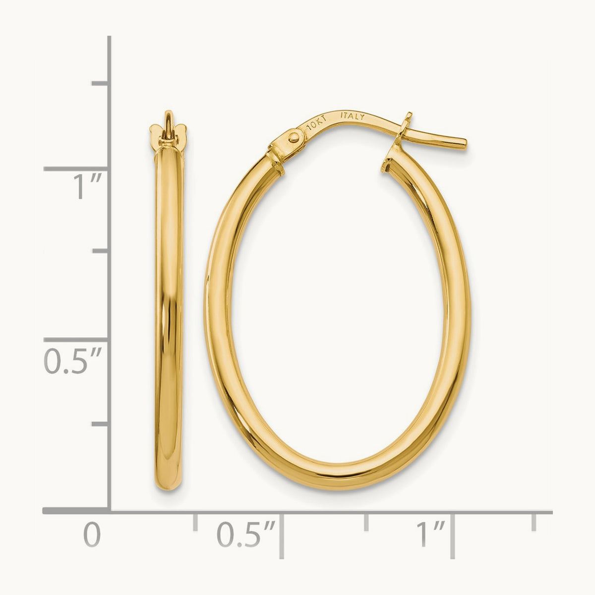 Polished Oval Hinged Hoop Earrings — Leslie's — 10K Yellow Gold, 17mm