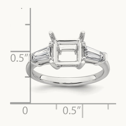 Baguette Princess Semi-Mount Engagement Ring, 0.50-0.75 ct tw Lab-Grown Diamond — 5/8 ct, 14K White Gold