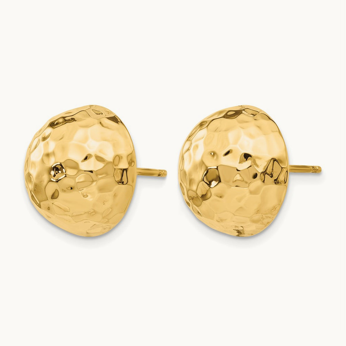 Hammered Half Ball Post Earrings — 15mm