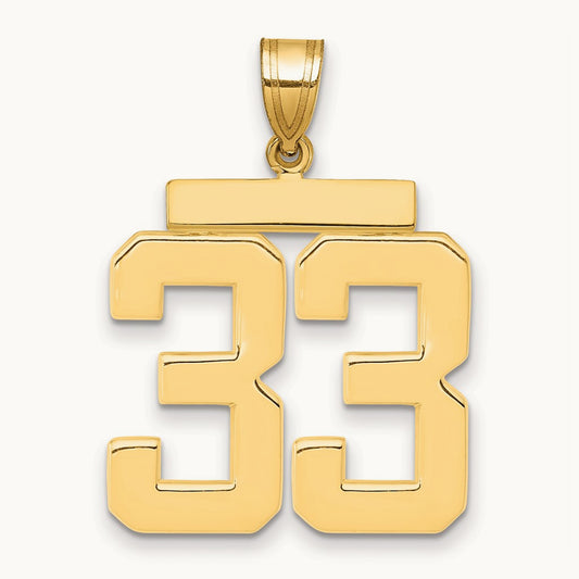Large Polished Number 33 Charm, 14K