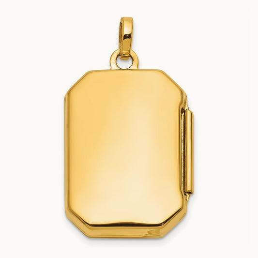Polished 20x15mm Curved Rectangle Locket — 14K Yellow Gold