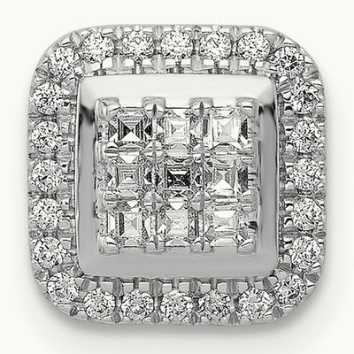 1/4ct. Diamond Square Cluster Pendant, 14K White Gold