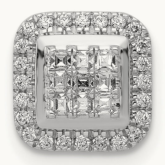 1/4ct. Diamond Square Cluster Pendant, 14K White Gold