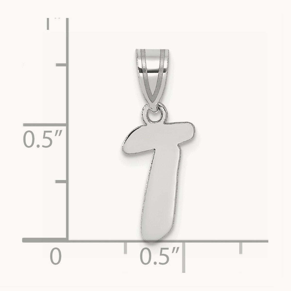 Polished Script Initial Pendant — 14K White Gold, T