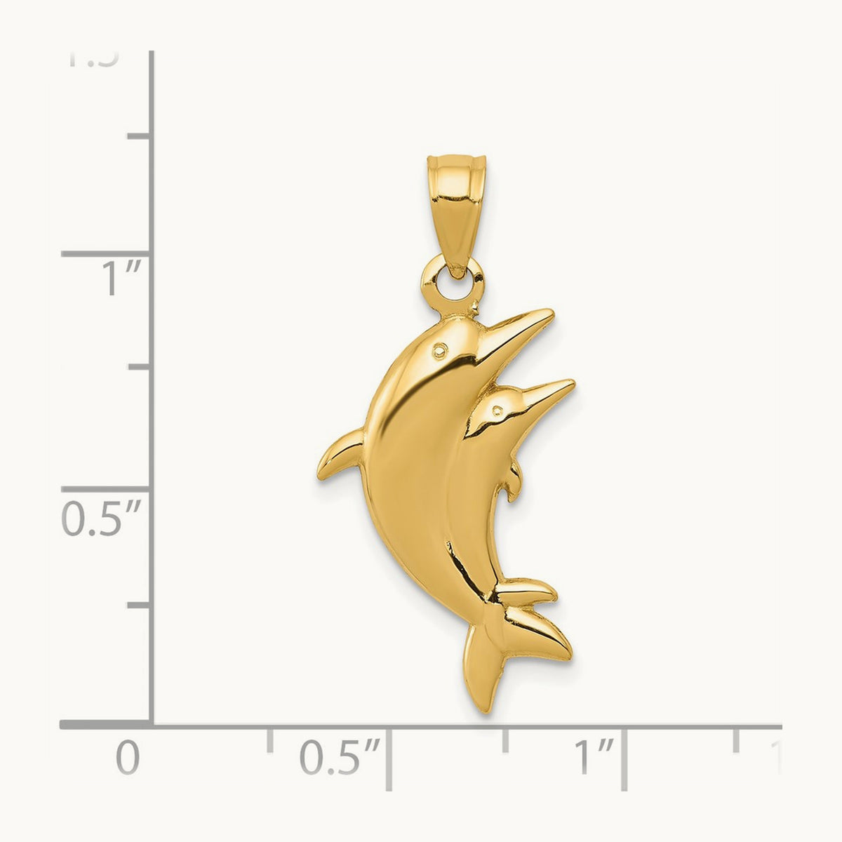 Dolphin Pair Pendant — 14K Yellow Gold