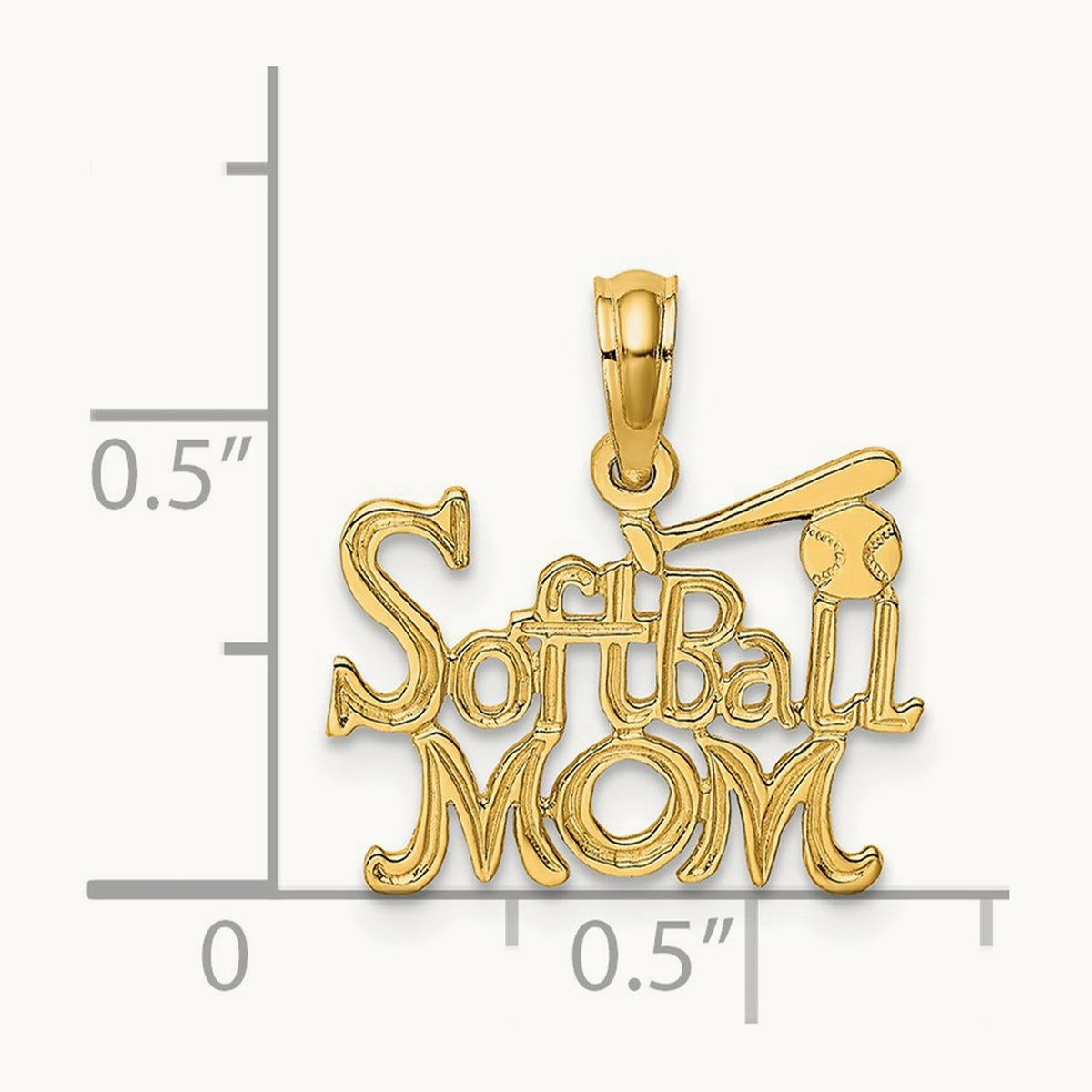 SOFTBALL MOM w/ Bat And Ball Charm, 14K