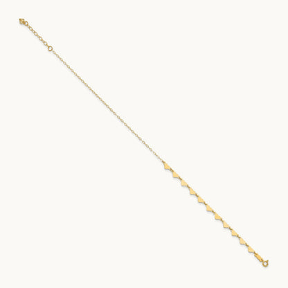 Oval Link Chain with Hearts 10in Plus 1in Ext Anklet, 14K