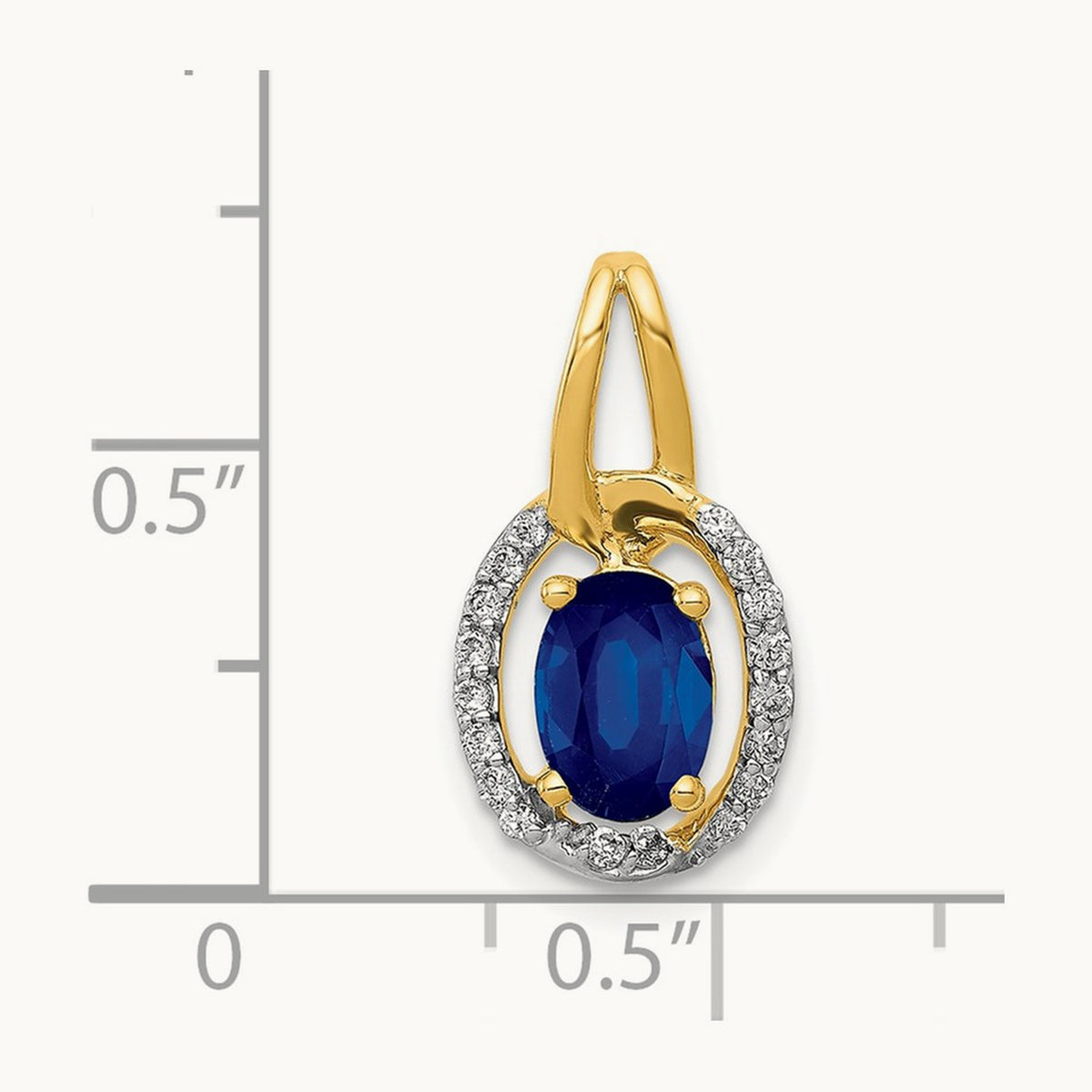 Diamond and .85 Sapphire Halo Pendant — 14K Yellow Gold