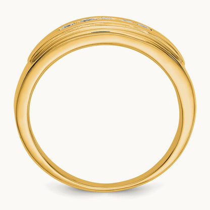Diamond Men's 5-stone Ring — 14K Yellow Gold