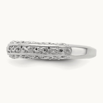 Filigree Wedding Band, 3mm, 14K White Gold