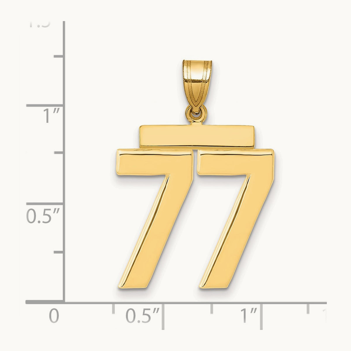 Large Polished Number 77 Charm, 14K
