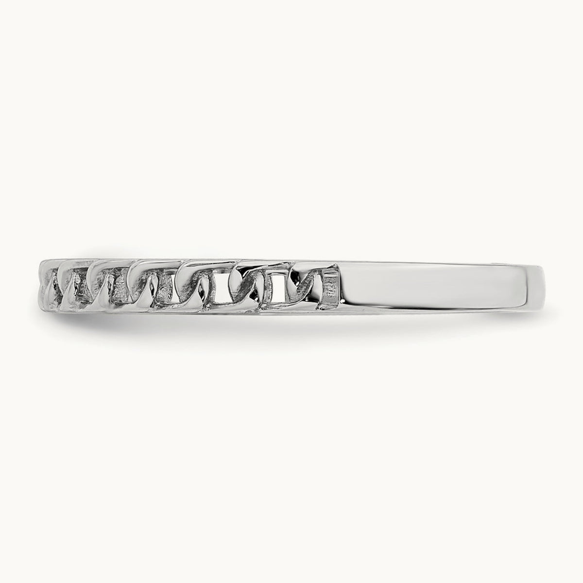 Link Design Ring — 14K White Gold, 7