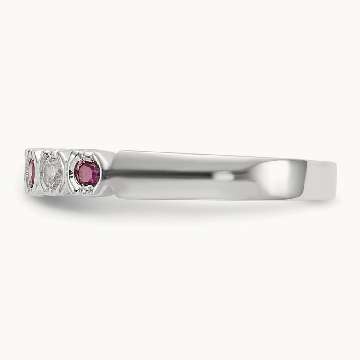 Diamond with Ruby Band — 14K White Gold, 7