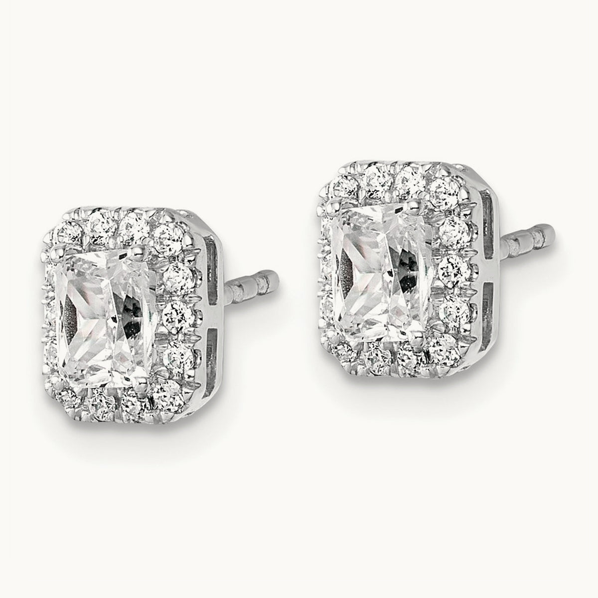 Radiant Halo Post Earrings, 0.50-8.50 ct tw Lab-Grown Diamond — 7/8 ct, 14K White Gold