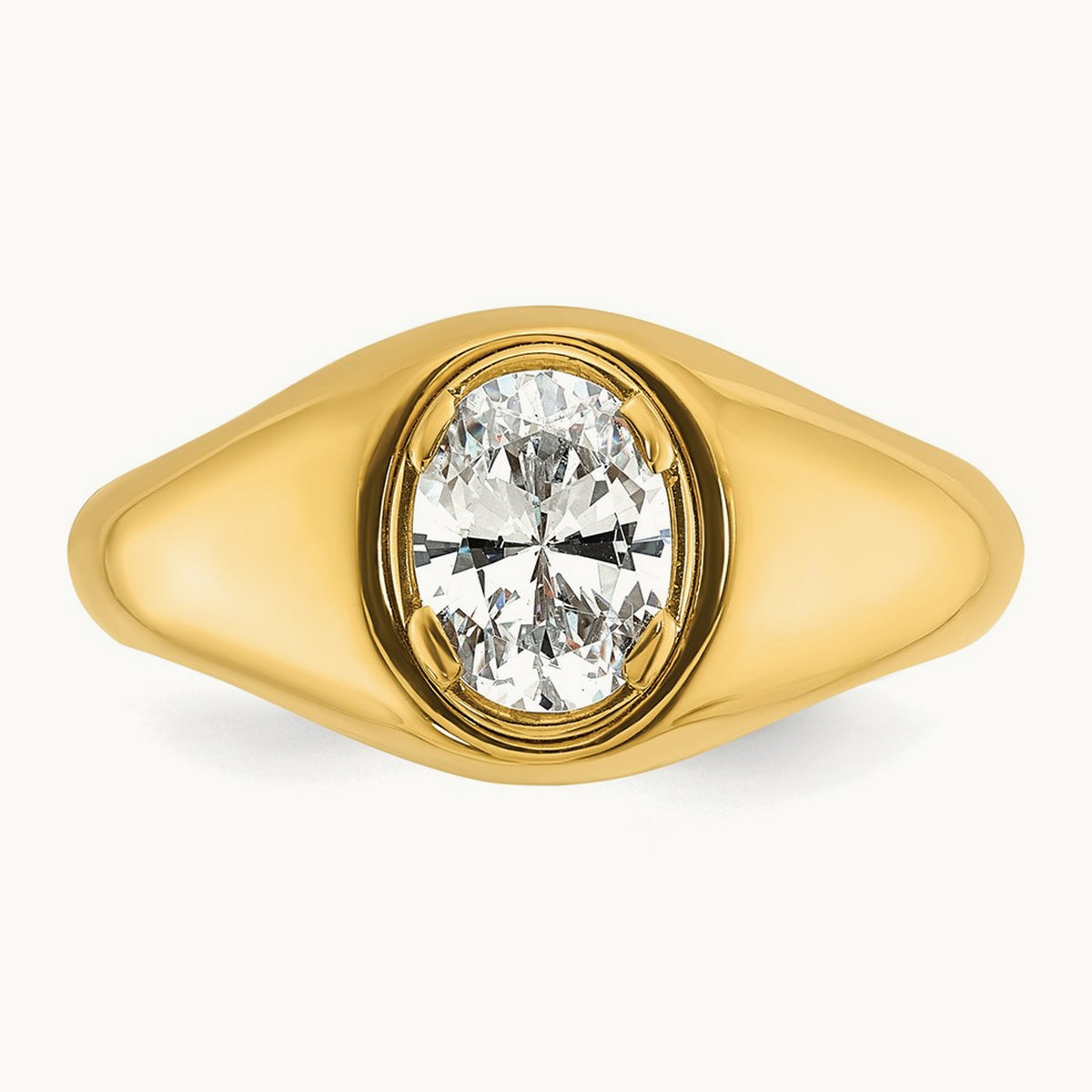 Oval Men's Ring, 1.00 ct tw Lab-Grown Diamond — 14K Yellow Gold