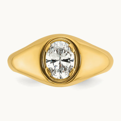 Oval Men's Ring, 1.00 ct tw Lab-Grown Diamond — 14K Yellow Gold