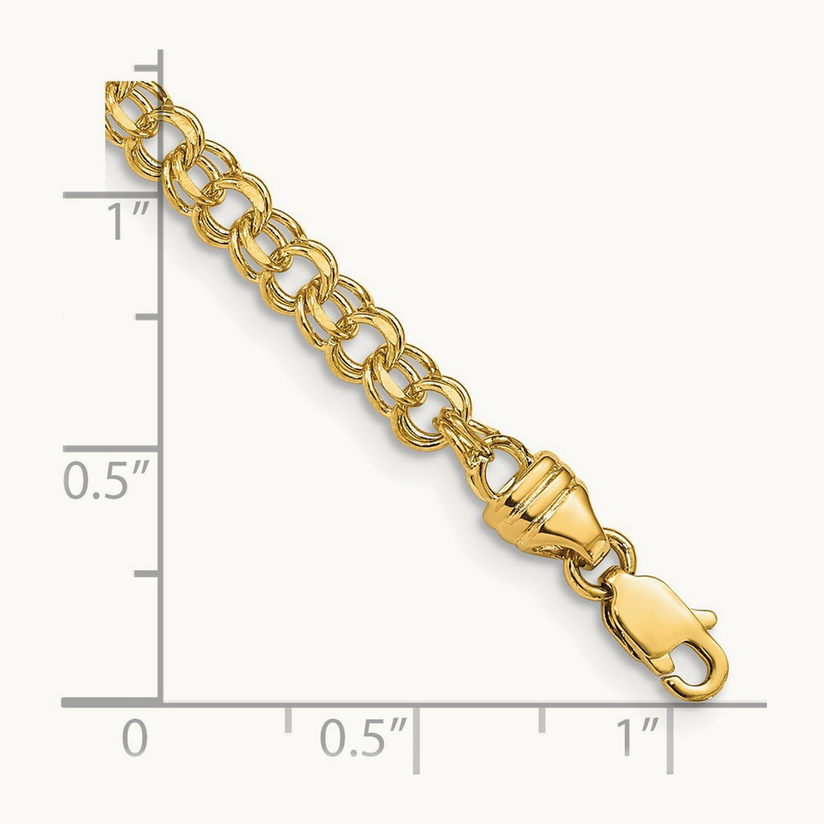 7in Solid Double Link Charm Bracelet — 14K Yellow Gold, 3.75mm