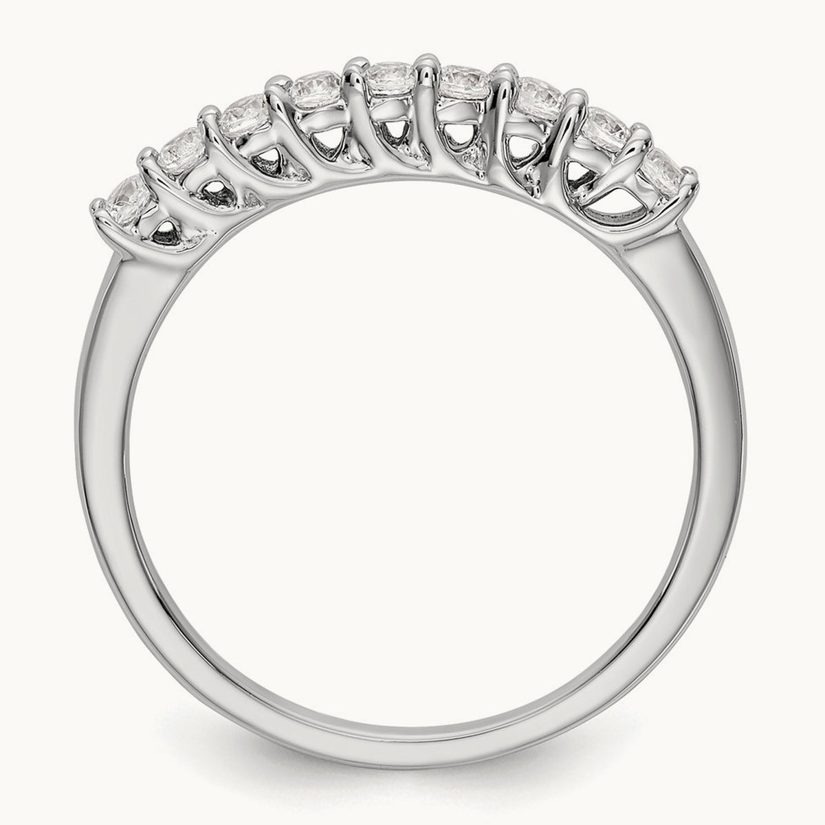 9-Stone Diamond Band, 14K White Gold