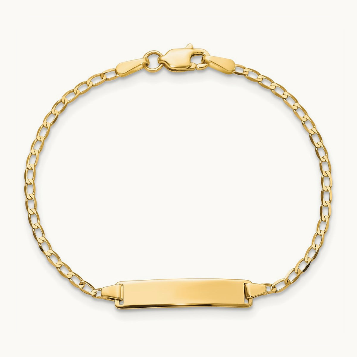 Flat Curb Link ID Bracelet, 14K