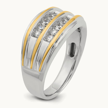 IBGoodman Men's Polished 2-Row Diamond Ring, 14K Two-tone