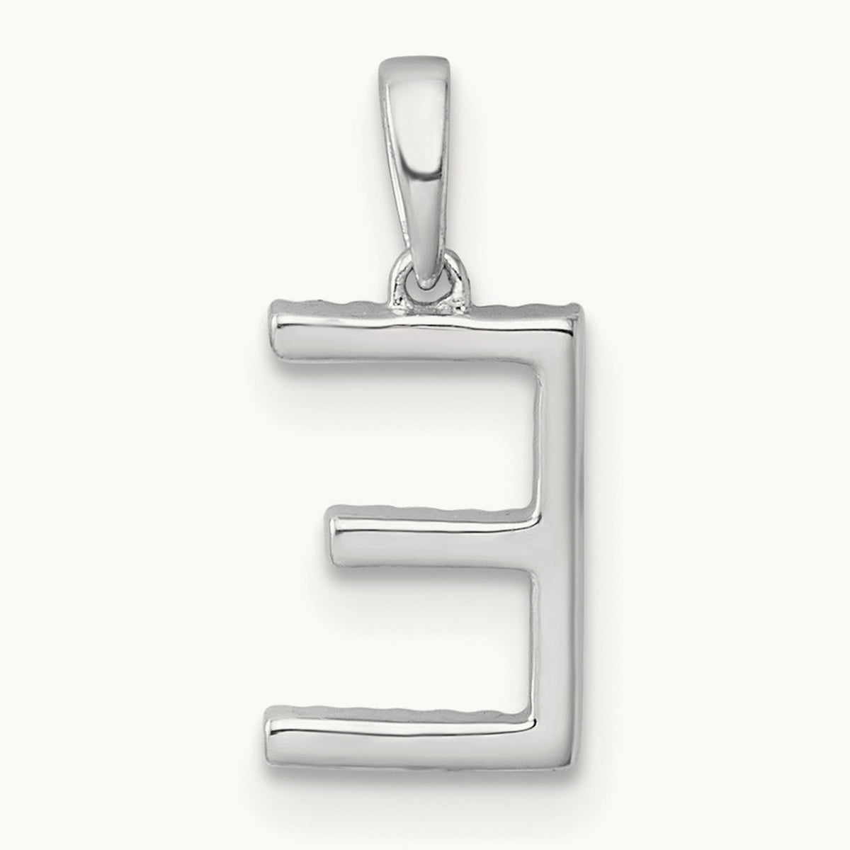 Diamond Letter E Initial Pendant, 14K White Gold