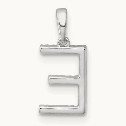 Diamond Letter E Initial Pendant, 14K White Gold